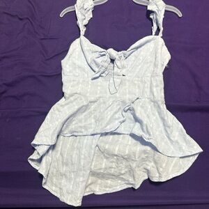 Fashion Nova Light Blue Ruffle Crop Top